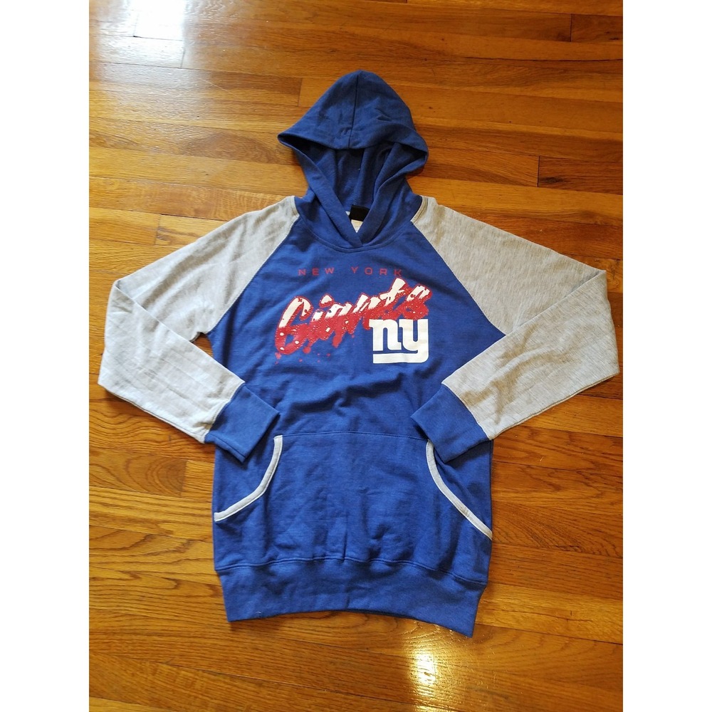 NFL NY Giants Girls XL 16 Pullover Hoodie Long Sleeve Blue Gray‎